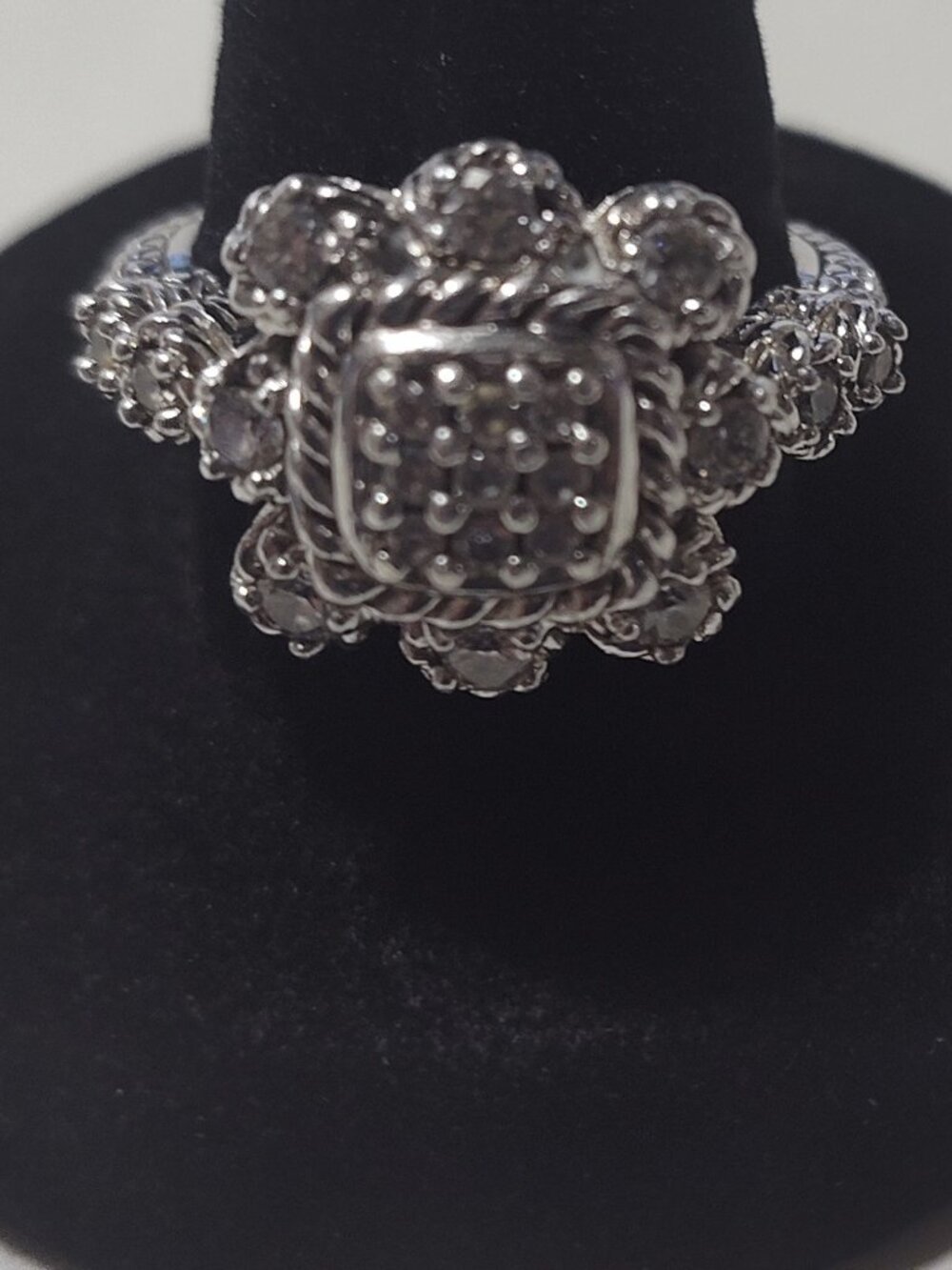 Vintage Sterling Silver Judith Ripka Cluster Cubic Zirconia Ring Size 8